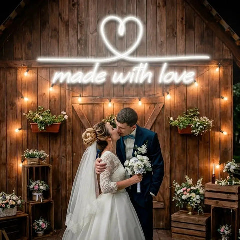 Made With Love 2 Wedding Led Neon Sign Light