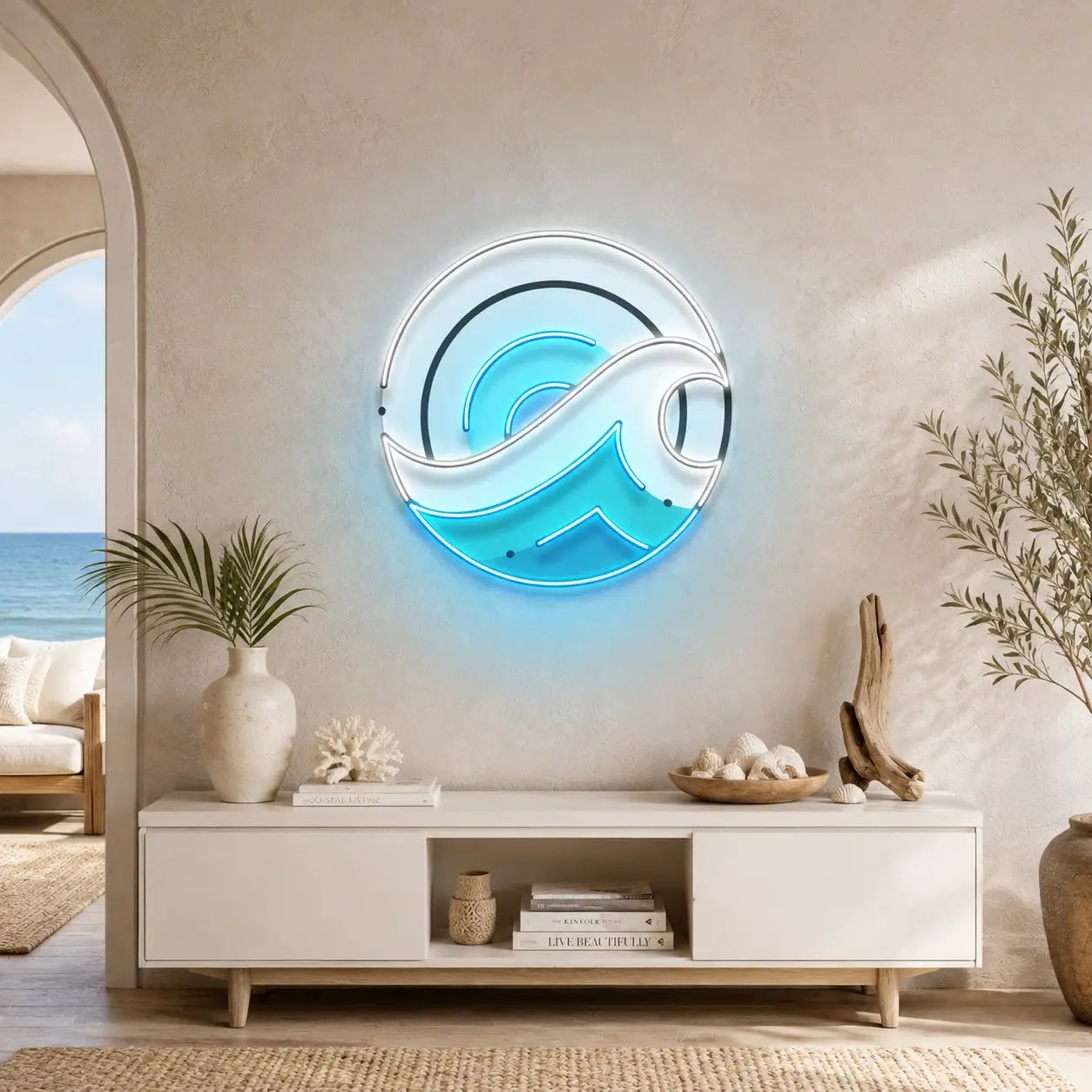 Wave Circle Led Neon Acrylic Artwork