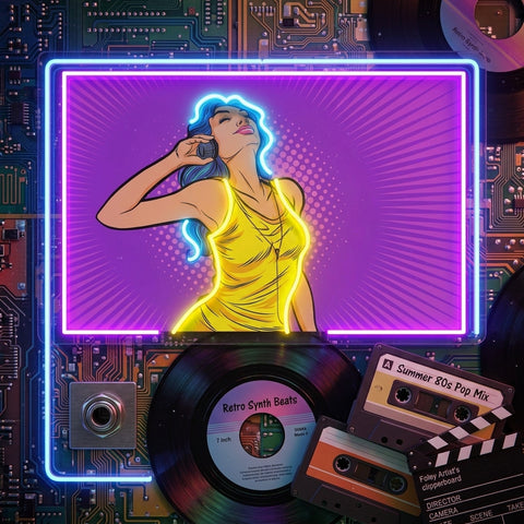 Women Listen Music LED Neon Sign Light Pop Art