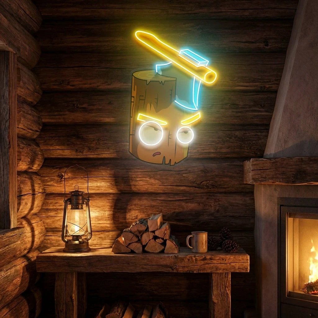 Wood And Ax Artwork Led Neon Sign Light