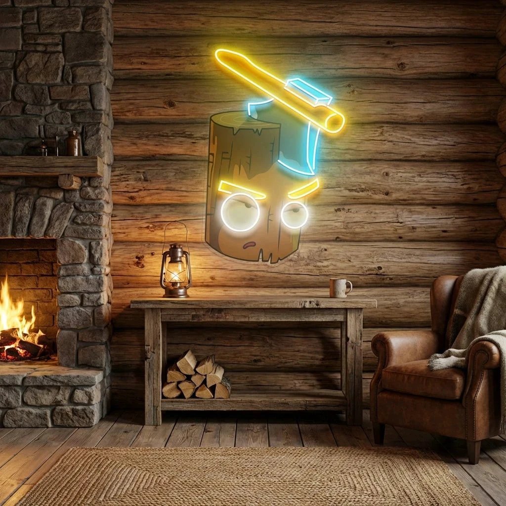 Wood And Ax Artwork Led Neon Sign Light