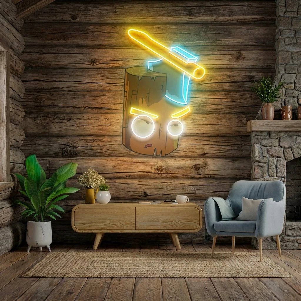 Wood And Ax Artwork Led Neon Sign Light