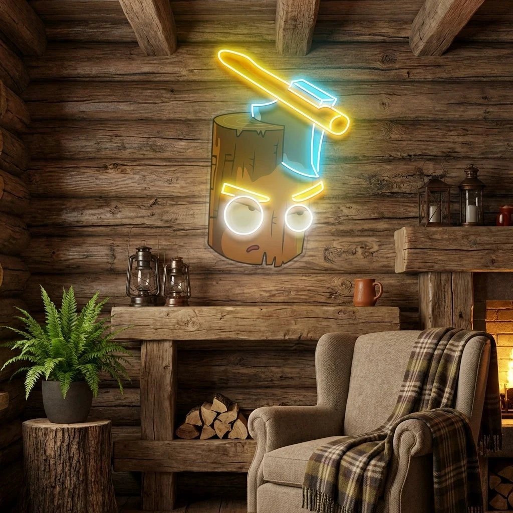 Wood And Ax Artwork Led Neon Sign Light