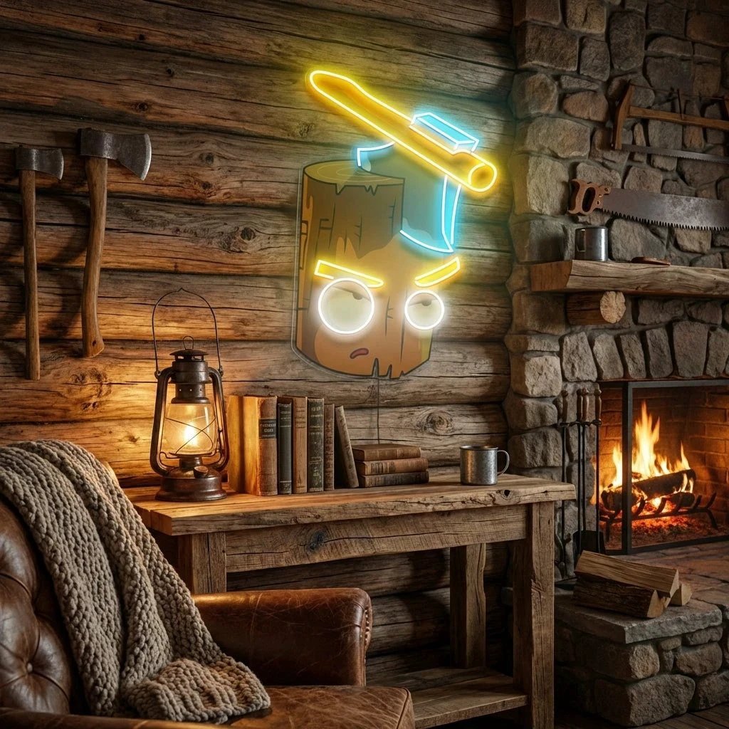 Wood And Ax Artwork Led Neon Sign Light