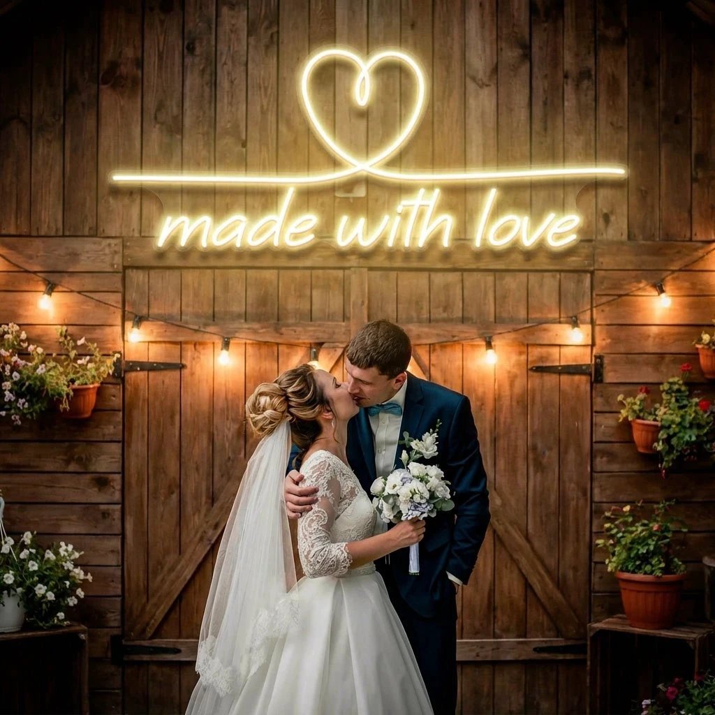 Made With Love 2 Wedding Led Neon Sign Light