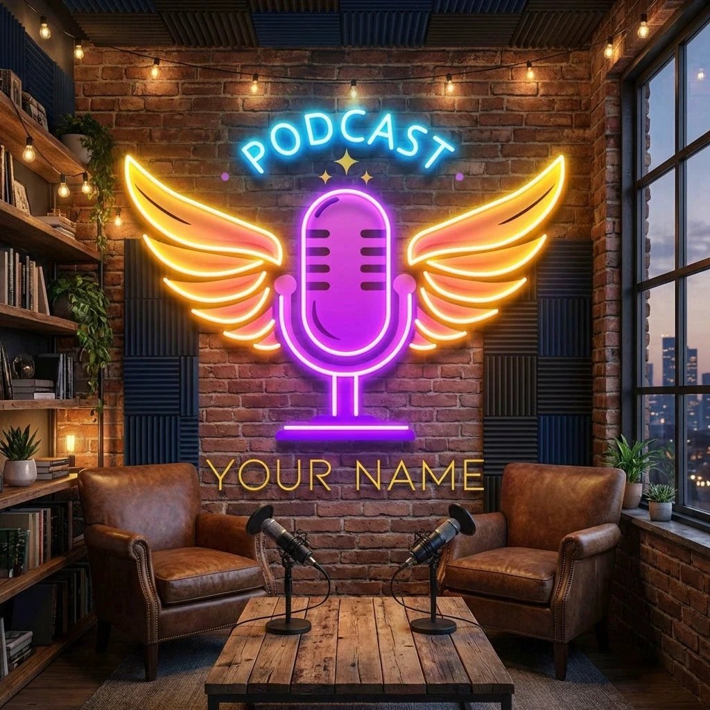 Custom Name Podcast LED Neon Light - Custom Artwork for Studio Decor