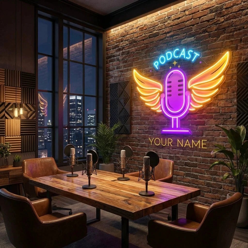 Custom Name Podcast LED Neon Light - Custom Artwork for Studio Decor