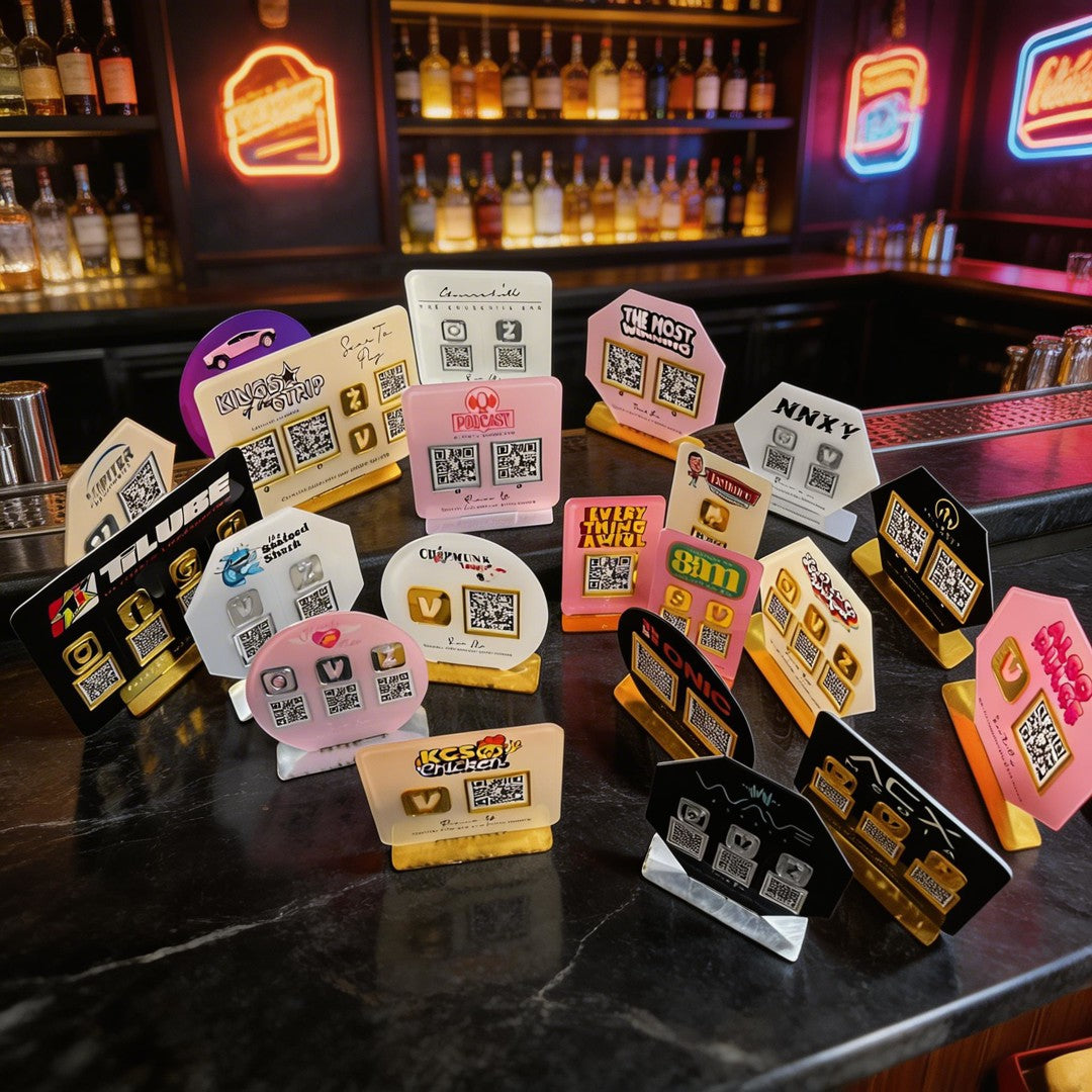 Custom Double QR Code Hexagon Stand Layout A