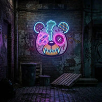 Zombie Teddy Bear Cartoon Artwork Led Neon Sign Light